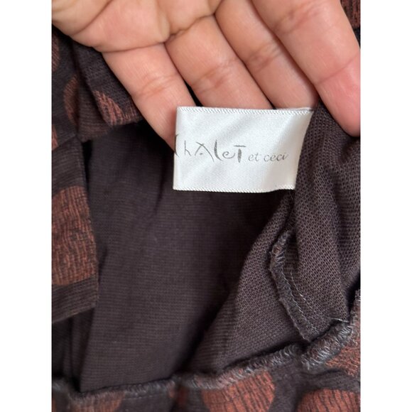 Chalet et Cici Women's Cotton Blend Red and Black Polka Dot Cowl neck Top Size M - Picture 6 of 7